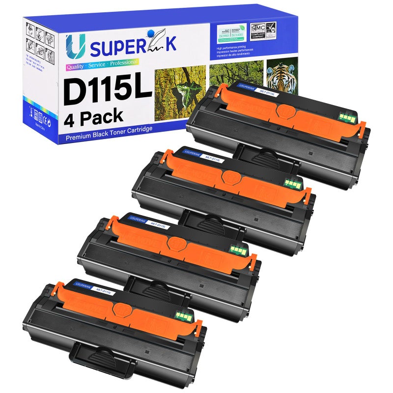 SuperInk 4 Pack MLT-D115L MLT-D115S High Yield Black Toner Cartridge Compatible for Samsung Xpress SL-M2880FW SL-M2870FW SL-M2830DW Laser Printer - Image 1